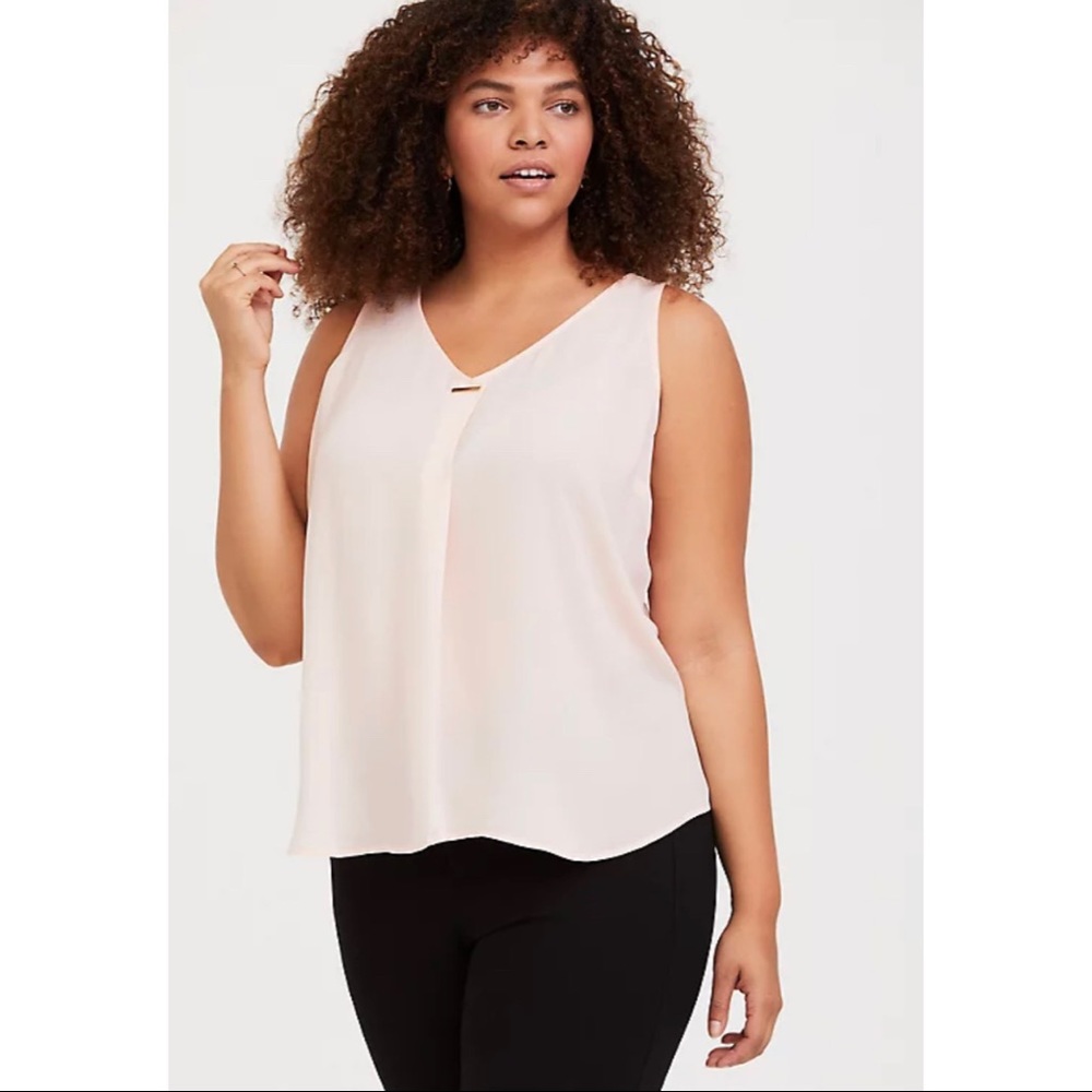 Torrid Light Pink Pleated Georgette Tank